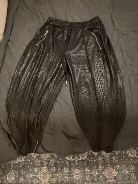 Blank NYC Black Croc-Embossed Jogger Pants